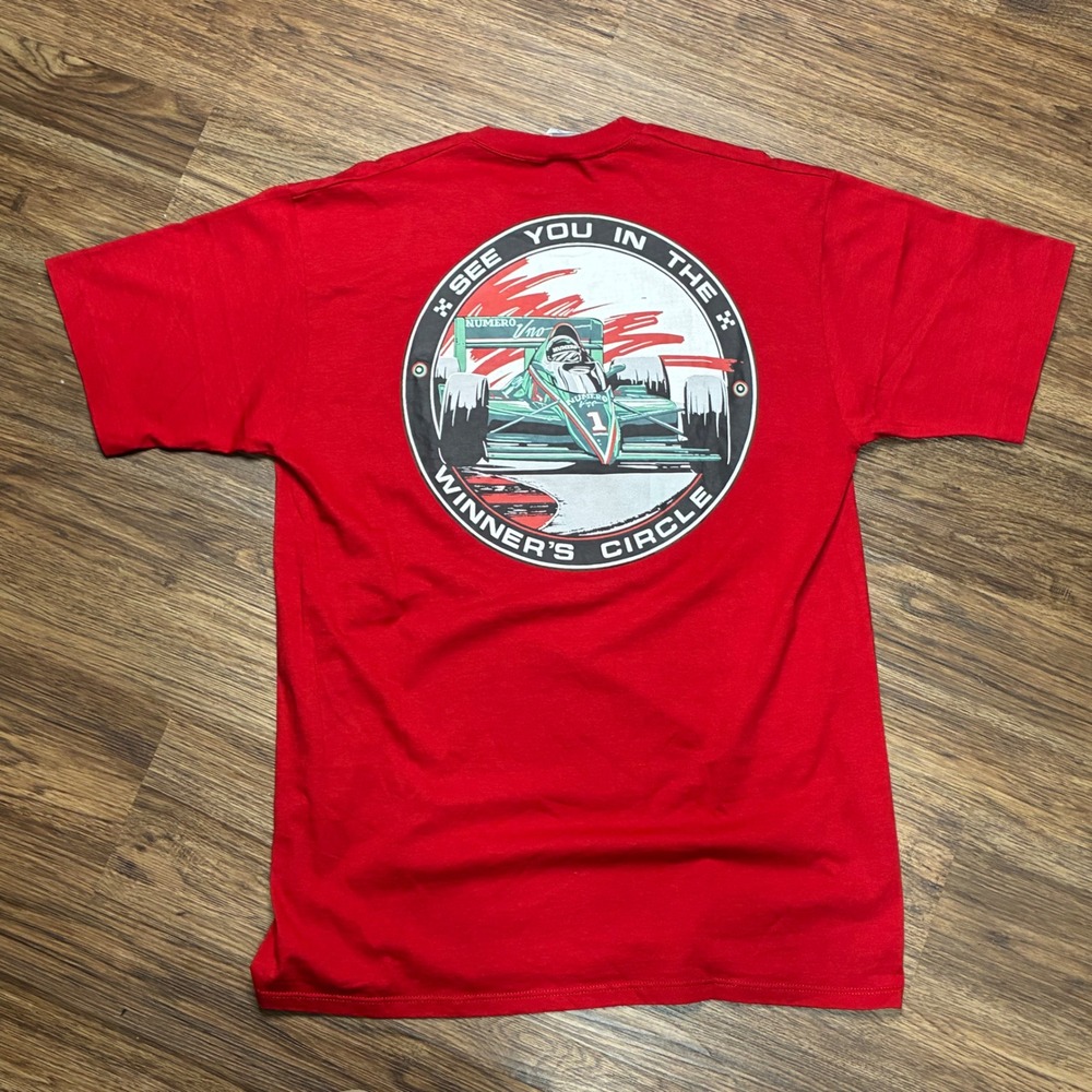 Vintage 90s Numero Uno Racing T Shirt XL USA Made Single Stitch Pocket Tee